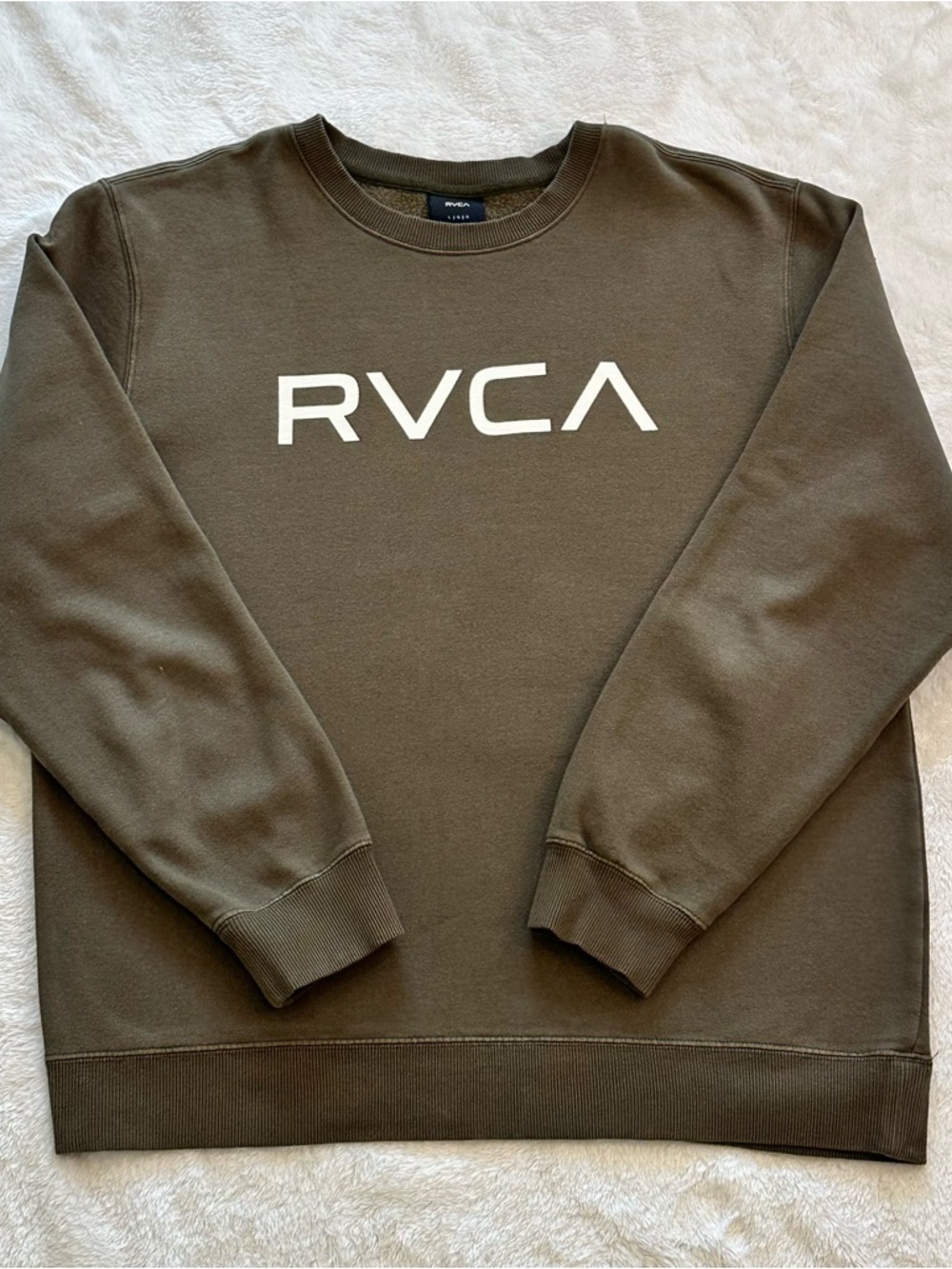 RVCA Olive Green Crewneck with White Logo